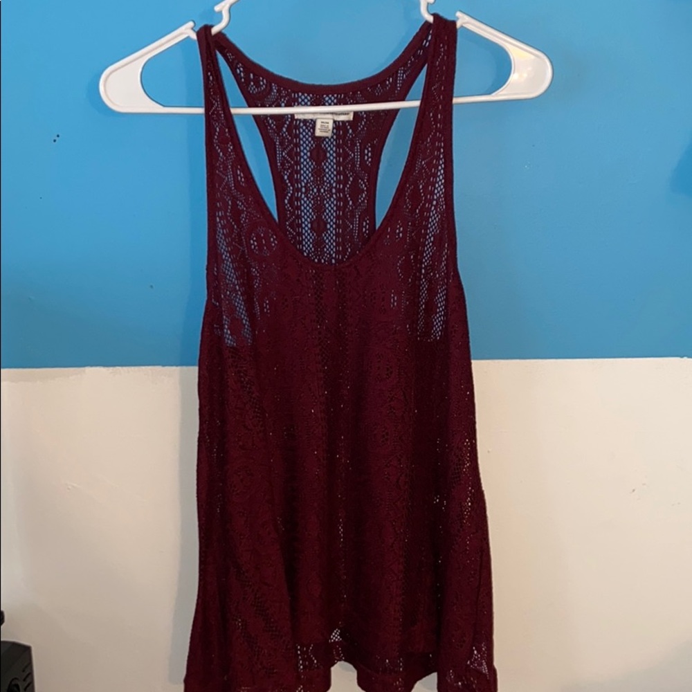 American Eagle Outfitters Maroon Lace Tank